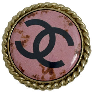 CHANEL Coco Mark Round Brooch, GP Gold, Pink, Women's